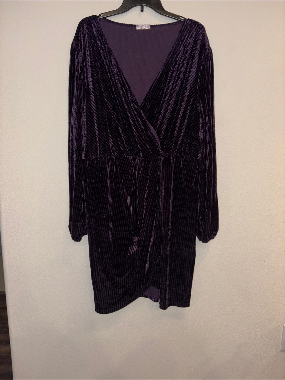 Deep Purple Crushed Velvet Wrap Dress